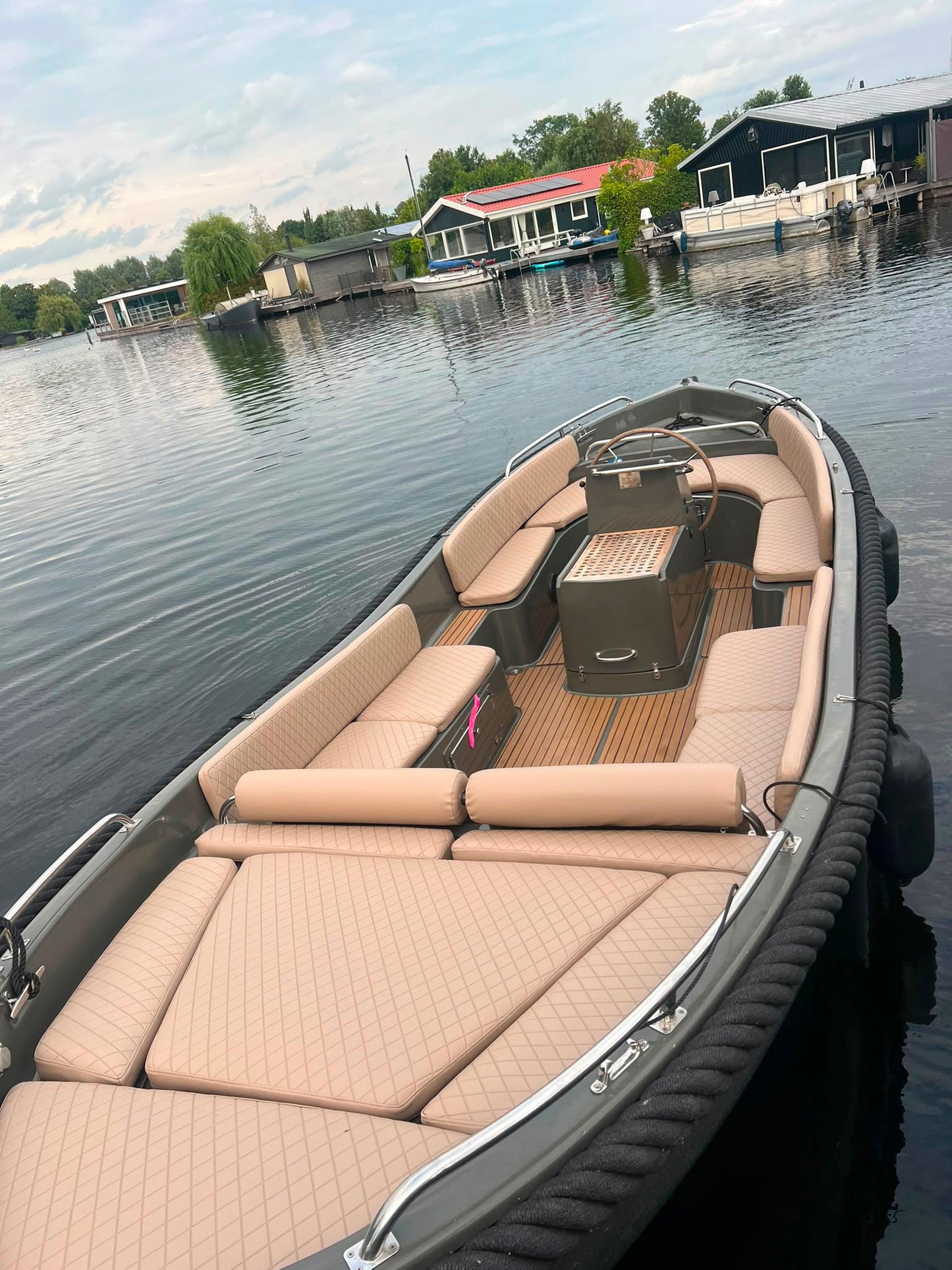 Bootkussens met ruitmotief diamond stitch op maat, beige kleur